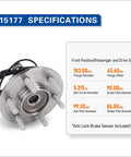 Front Wheel Hub Bearing Assembly For 2018 2019 Ford F-150 4WD With ABS Premium Replacement with specifications listed
