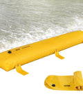 Pro Grade Flood Barrier System For Home Protection, Easy Fill Sandbag Alternative, yellow PVC water diversion tube in use