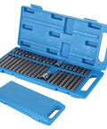 40 Piece Star Spline Hex Socket Bit Set For One Half Inch And Three Eighth Inch Drive Wrenches With Toolbox in blue case.