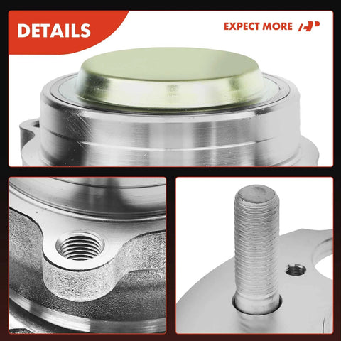 Close-up view of two rear wheel bearing and hub assembly with 5 lug for Honda CR-V 2017-2022 FWD only premium replacement kit.
