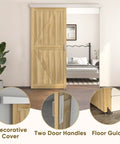 6Ft Sliding Barn Door Hardware Track Kit With Handles, Low Clearance Aluminum Alloy Box Rail Track in bedroom installation
