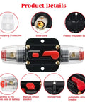 30 Amp Inline DC Breaker With Manual Reset And Auto Trip for marine, boat, RV, solar use, featuring kill switch and overload protection
