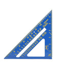 Compact Seven Inch Rafter Square Carpenter Tool For Woodworking And DIY Jobs Featuring Slick Blue Anodized Aluminum Construction.