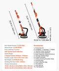Premium Power Electric Drywall Sander Engineered For Fast Popcorn Texture Removal And Dust Free Cleanup With Variable Speed Control and Illuminating LED Lamp, 70.87 in height.