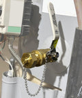Turbo Flush Water Heater Drain Valve Kit with three quarter inch full port stainless steel nipple installed on heater.