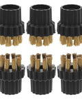 Slick Hardworking 6 Pack Steam Cleaner Brush Head Replacements featuring durable plastic and copper build for quick swap.
