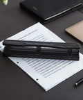 Three Hole Punch For Home Office With Easy Clean Tray Punches Up To 10 Sheets At Once Durable Metal Construction Sleek Black Finish