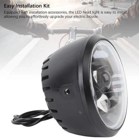 Ultra Bright LED Front Headlight For Night Rides On E Bikes High Visibility Bike Lamp With Rugged ABS Build detailed view