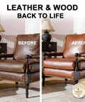 Top Shelf Leather Repair Salve And Residue Free Conditioner Slick Polish For Cars Sofas Shoes And Wood Furniture Fast Absorb Nourishing Balm That Seriously Revives Your Gear Daily before and after leather chair treatment.