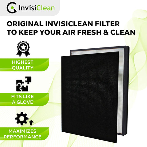 Claro Genuine True HEPA Replacement Filter With Activated Charcoal Prefilter For IC 4524 Air Purifier displayed with text