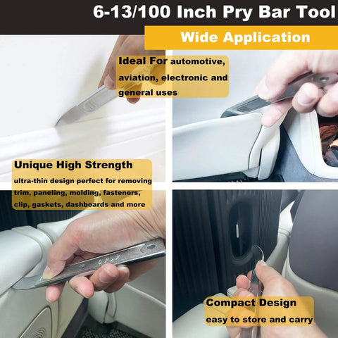 4140 Pry Tool Kit For Car Trim Removal used on car door and interior panel, compact size, aircraft-grade steel.