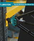Rivet Nut Tool Kit 16 Inch Hand Rivnut Kit With 11 Interchangeable Mandrels and 110 Rivet Nuts in use on metal frame