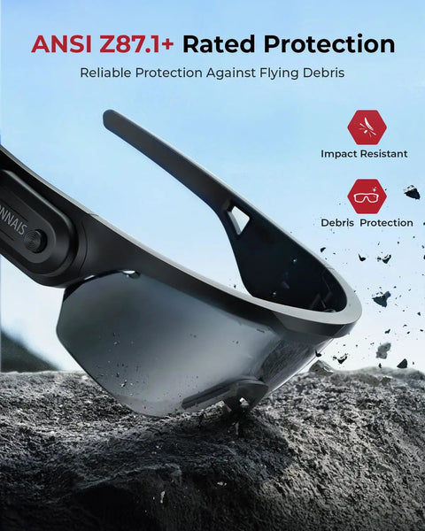 Ride Or Die Tough As Nails Safety Glasses Ansi Z87.1 Certified shown on a textured surface, featuring impact resistant lenses for protection.