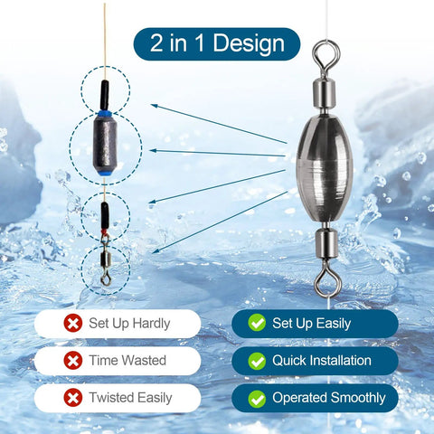 34Pcs Fishing Weights With Rolling Swivel Brass Sinkers 2 In 1 Tackle Kit design and installation benefits