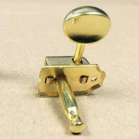 Stunning Gold Electric Guitar Tuning Pegs Set With 6 Right Semi-Enclosed Machine Heads And Premium Keys Plus Installation Hardware For Upgraded Tone, showing detailed close-up of a single gold tuning peg.