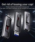 Blazing Fast USB 3.2 Gen 2 Dual USB Type C And USB A Flash Drive 128GB External SSD with multiple angle view