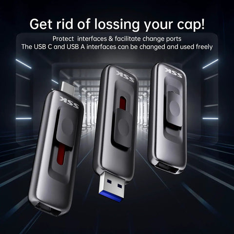Blazing Fast USB 3.2 Gen 2 Dual USB Type C And USB A Flash Drive 128GB External SSD with multiple angle view