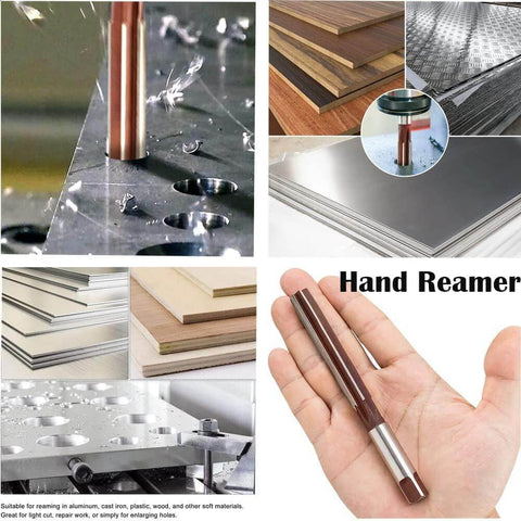 Auniwaig chucking reamer, 8mm, H8, 9CrSi alloy tool steel with round shank; hand-held bore drilling tool (1pc).