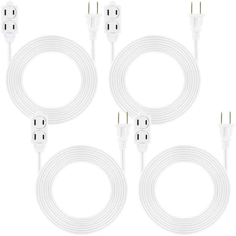 Four-pack of Three Outlet Outdoor Power Strip With Twelve Foot Extension Cord Safety Outlet Covers 16 Gauge UL Listed White