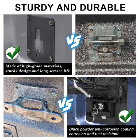 Comparison of Heavy Duty Truck Bed Tie Down Anchors 4 Pack Cargo Brackets, showcasing durable materials and anti-corrosion features.