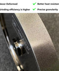 CBN Grinding Wheel Eight Inch 320 Grit One Inch Wide Five Eighth Inch Arbor Full Nickel Plated edge detail