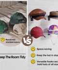 Slatwall Hat Holder With Metal Wire Display Rack For Slatwall Boards Hat Hook For Retail Or Home Organization; hats organized vs. messy
