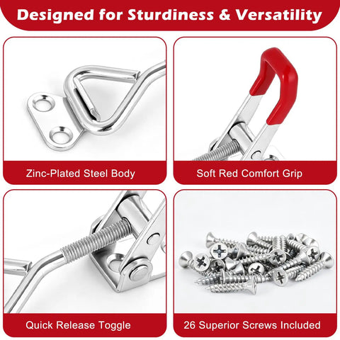 Beefy Heavy Duty Toggle Latch Clamp Set 6 Pack 330 Pound Capacity Zinc Plated Steel Quick Release Adjustable Closure details