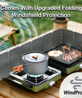 Portable Camping Cooking Set With Folding Wind Screen Lightweight Aluminum Pots And Pan 800ml Teapot 2 Cups And Plates Complete Mess Kit