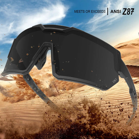 Light Adapting Transition Lenses For Serious Sun Glare Blocking Safety Glasses With Ansi Z87 Certification in matte black.