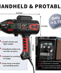 Portable Arc Welder 110V 130A Handheld Inverter with Digital Display IGBT Technology shown with size and features