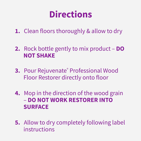 Directions for Professional Hardwood Floor Restoration Glaze With Satin Finish 32 Oz One Coat Application with cleanup steps.