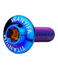 High Performance Grade Five Titanium Torx Bolts And Dished Head Screws In Bold Burnt Blue Finish M5 And M6 Sizes With M6 By 20 Millimeter Spec For Street Legal Builds close-up view of M6 titanium bolt with burnt blue finish.