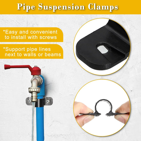 OwnMy 60-pack 1/2 inch pipe suspension clamps; black metal mounting clips for PEX, copper, CPVC pipes
