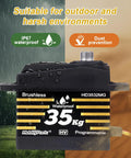 Waterproof 35Kg Brushless Servo with IP67 rating, dust prevention, suitable for RC crawlers and robotics, HD3532MG model