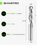 Beefy Pro Grade Carbide Ball Nose CNC Router Bit With Up Cut End Mill For Wood And Aluminum Engraving One Inch Cutting Length