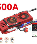 Kickass 10S 36V Smart BMS With Bluetooth Wireless Control And 300 Amp Continuous Rating For Lithium Ion 18650 Battery Packs, showcasing connections and display.