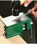 Heavy Duty Clamp-On Bench Vise With Built-In Anvil For DIY Woodworking And Metalworking, Portable Cast Iron Table Vise Clamp For Drilling, Hobby And Home Workshop Must-Have Green on wood bench