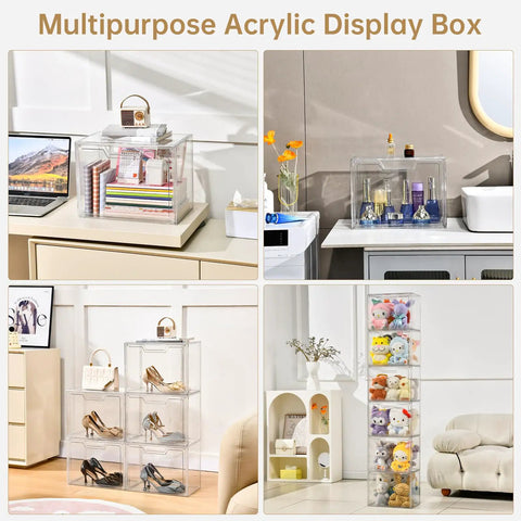 Clear Acrylic Purse Organizer Display Case For Closet With Magnetic Door See Through Handbag Storage Box 3 Pack Pro Grade