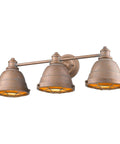 Bartlett Bath Vanity With Copper Patina Finish, Industrial Vintage Vibe, Caged Diffuser, Exposed Hardware, 3-light design
