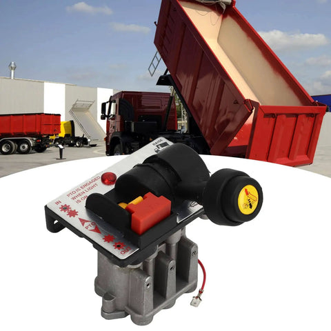 Dump Truck Tipper Switch With PTO Proportional Control Valve for hydraulic unloading, visible in an outdoor construction setting.