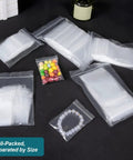 Five Size Clear Plastic Bags Mega Pack 500 Pcs In 5 Assorted Sizes with 100 Each Resealable Poly Bags for Jewelry and Candy