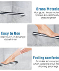 Polished Chrome Corner Shower Foot Rest Bar With Easy Install Must Have No Slip Knurled Grip Wall Mounted Shower Step Stool For Shaving Legs Small Bathroom Foot Ledge Durable Accessory close-up showing knurled grip.