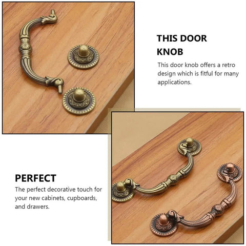Two Pack Retro Drop Pendant Drawer Pulls Cabinet Handles Antique Style With Vintage Vibe Knobs And 9.6cm Hole Spacing detail
