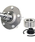 Rear Wheel Hub Repair Kit For 2001 2012 FWD Escape With Complete Bearing And Hub Assembly Includes New Hub Bearing Studs Snap Ring And Axle Nut Forged Flange For Precise Vehicle Fit shown with individual components