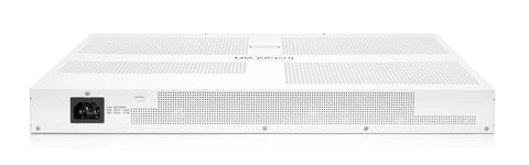 Back view of 48 Port Gigabit Smart Managed Switch with 4 SFP Plus Uplinks for SMBs, showing power and ventilation details.