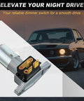 Straight Up Headlight Dimmer Switch For Cars And Trucks With Three Terminal Dash Toggle Slides Right In with brass terminals and durable casing.