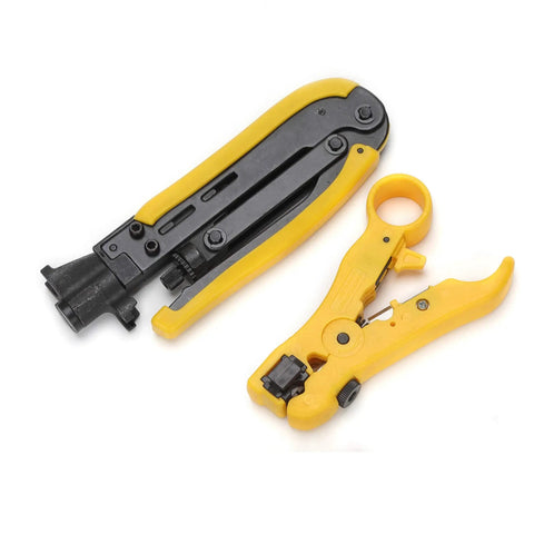 Adjustable Coax Cable Crimper Kit For RG6 RG59 RG11 With F Compression Connectors 75-5 75-7 Anti Slip Handle Tools