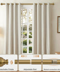Brass Finish Curtain Rod Set In Warm Gold Tone, Heavy Duty Adjustable 72 To 144 Inch, 1 Inch Diameter with Vintage Brushed Bronze Finials