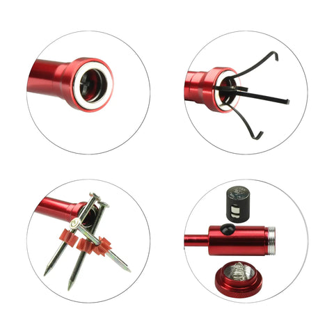Magnetic Claw Grabber Pickup Tool With Bright LED Light 24.4 Inch Reach Retractable Four Claw Design 2 Pound Pull Strength Magnetic Pick Up Tool For Small Parts Debris In Tight Spots