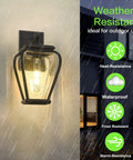 Heavy Duty Aluminum Outdoor Wall Light Fixture Built Tough With Waterproof Lantern in rainy weather, 14.6x9.9 inches